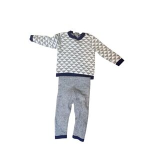 Neiman Marcus Cashmere Sweater Pants‎ Set Baby Boys 9-12M Gray Geometric Knit